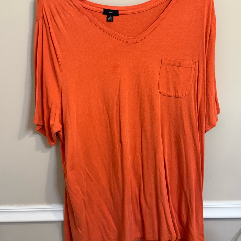 Ellos Orange V-Neck Top 26/28